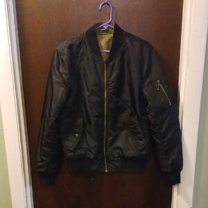 Straight To Hell Reversible Black And Olive Men's Bomber Jacket Size Medium